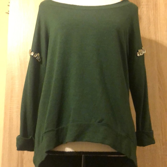 Lauter Brand dark green sweater with rhinestones - Picture 3 of 3